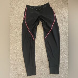KLIM Black Thermal Base Layer Pants and Top with Pink Trim